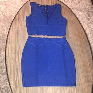 BEBE bandage crop top/skirt set